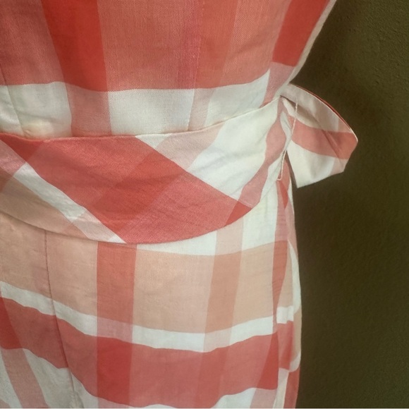 Alex Marie Coral and White Checkered Midi Dress - Picture 10 of 12